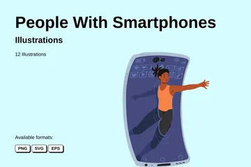 Personas con teléfonos inteligentes Paquete de Ilustraciones