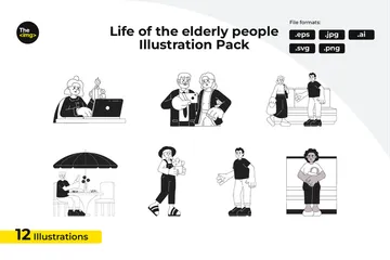 Personas mayores activas Paquete de Ilustraciones