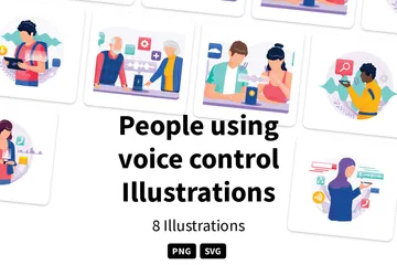 Personas que utilizan el control por voz Paquete de Ilustraciones