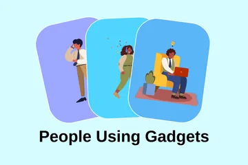 Personas que usan gadgets Paquete de Ilustraciones