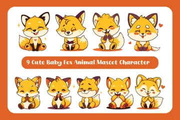 Personnage animal renard mignon Pack d'Illustrations