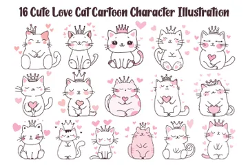 Personnage mignon de chat d'amour Pack d'Illustrations