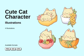 Personnage de chat mignon Pack d'Illustrations