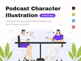 Personnage de podcast Pack d'Illustrations
