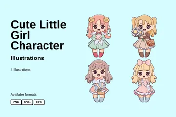 Personnage mignon de petite fille Pack d'Illustrations