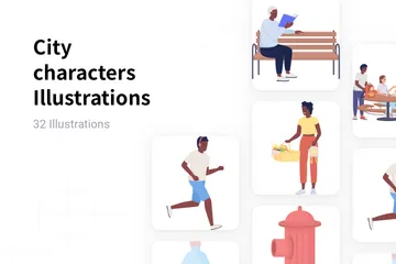 Personnages de la ville Pack d'Illustrations