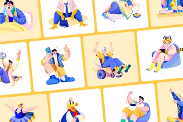 Personnages drôles Pack d'Illustrations