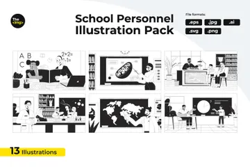 Personnel scolaire dispensant l'enseignement Pack d'Illustrations