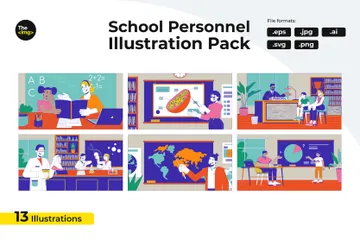 Personnel scolaire dispensant l'enseignement Pack d'Illustrations