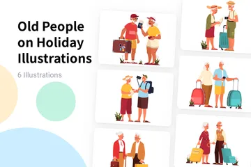 Personnes âgées en vacances Pack d'Illustrations