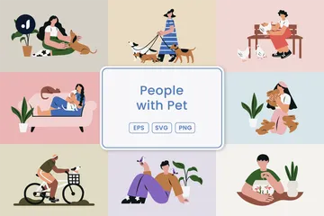 Personnes avec animal de compagnie Pack d'Illustrations