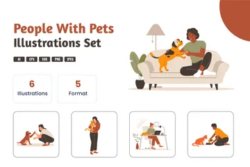 Personnes ayant des animaux de compagnie Pack d'Illustrations