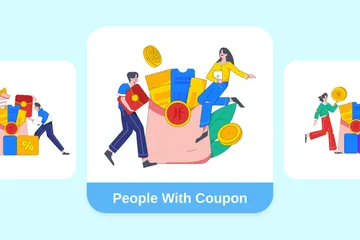 Personnes avec coupon Illustration Pack