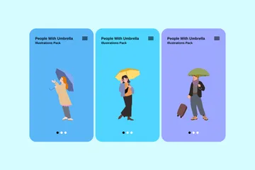 Personnes avec parapluie Pack d'Illustrations