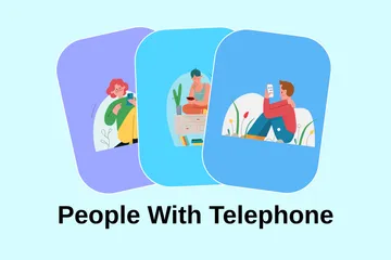 Personnes avec téléphone Pack d'Illustrations