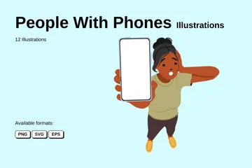 Personnes avec des téléphones Pack d'Illustrations