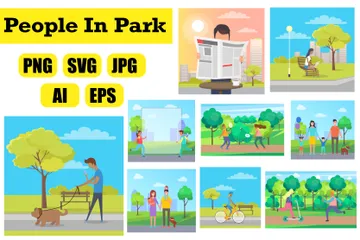 Gens dans le parc Pack d'Illustrations