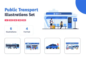 Personnes dans les transports publics Pack d'Illustrations