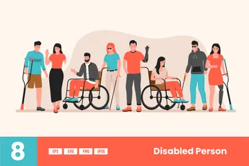 Personnes Handicapées Illustration Pack