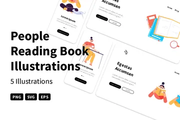 Personnes lisant un livre Pack d'Illustrations