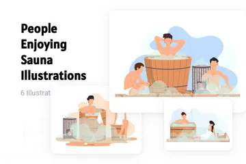 Personnes bénéficiant d'un sauna Pack d'Illustrations