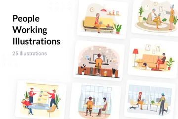 Personnes qui travaillent Pack d'Illustrations