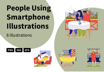 Personnes utilisant un smartphone Pack d'Illustrations