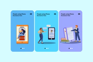 Personnes utilisant le téléphone Pack d'Illustrations