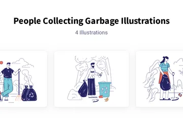 Pessoas coletando lixo Pacote de Ilustrações