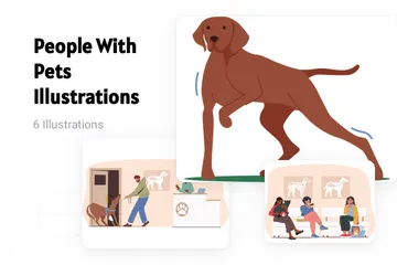 Pessoas com animais de estimação Pacote de Ilustrações