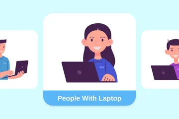 Pessoas com laptop Pacote de Ilustrações