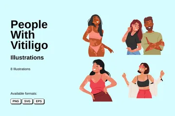 Pessoas com vitiligo Pacote de Ilustrações