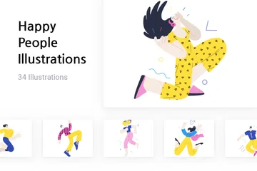 Pessoas felizes Illustration Pack