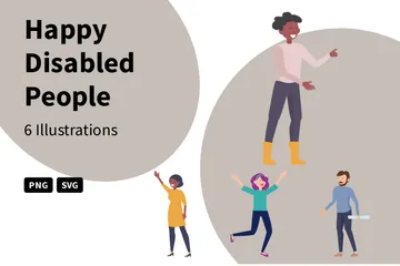 Pessoas com deficiência felizes Pacote de Ilustrações