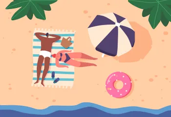 Pessoas na praia Pacote de Ilustrações