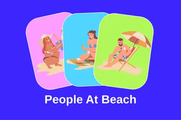 Pessoas na praia Pacote de Ilustrações