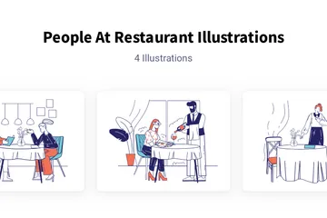 Pessoas no restaurante Pacote de Ilustrações