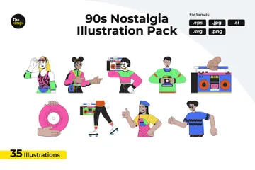 Pessoas nostálgicas dos anos 80 Pacote de Ilustrações