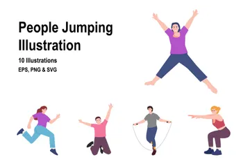 Pessoas pulando Pacote de Ilustrações