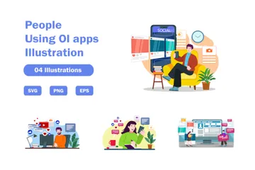 Pessoas que usam aplicativos OI Pacote de Ilustrações