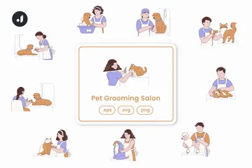 Pet Grooming Salon Illustration Pack