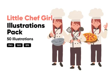 Petite fille chef Pack d'Illustrations