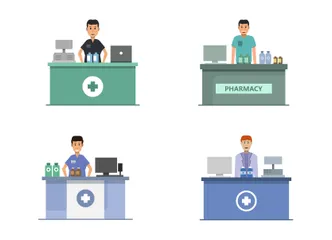 Pharmacist Counter Illustration Pack