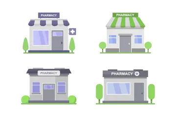 Pharmacy Buildings Illustration Pack