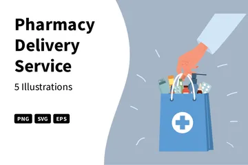 Pharmacy Delivery Service Illustration Pack