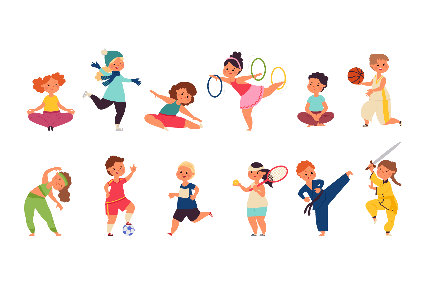 Physical Activity Characters Illustration Pack - 12 People ...