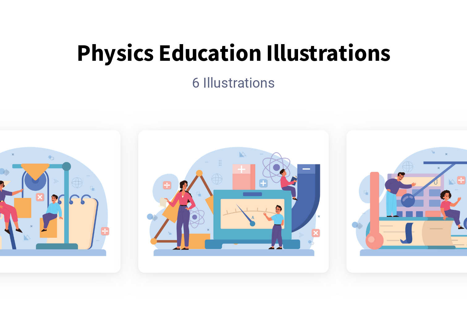 Physics Education Illustration Pack 6 People Illustrations SVG, PNG, EPS Available