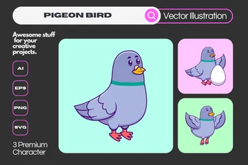 Pigeon Bird Illustration Pack