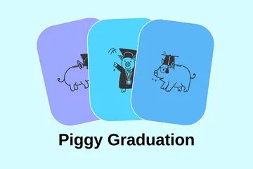 Piggy Graduation Illustration Pack