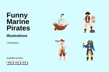 Pirates marins amusants Pack d'Illustrations